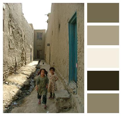 Children Kabul Mud Houses Image
